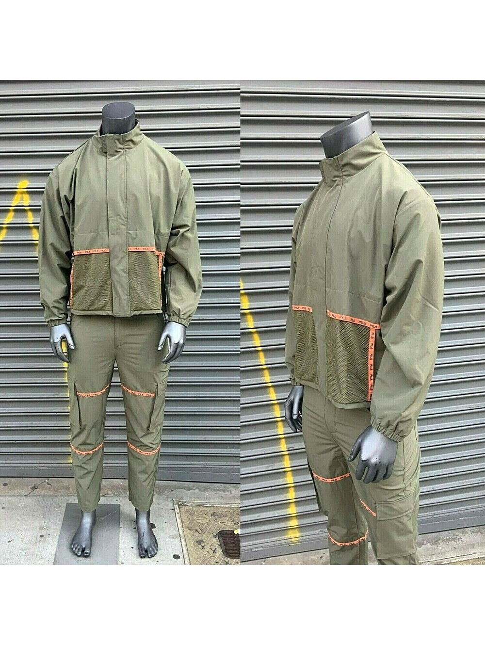 Men's Fila Olive Green | Orange Full Zip Tracksuit